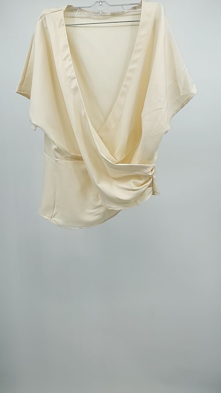 Full Size Surplice Short Sleeve Top and Pants Set Plus Size