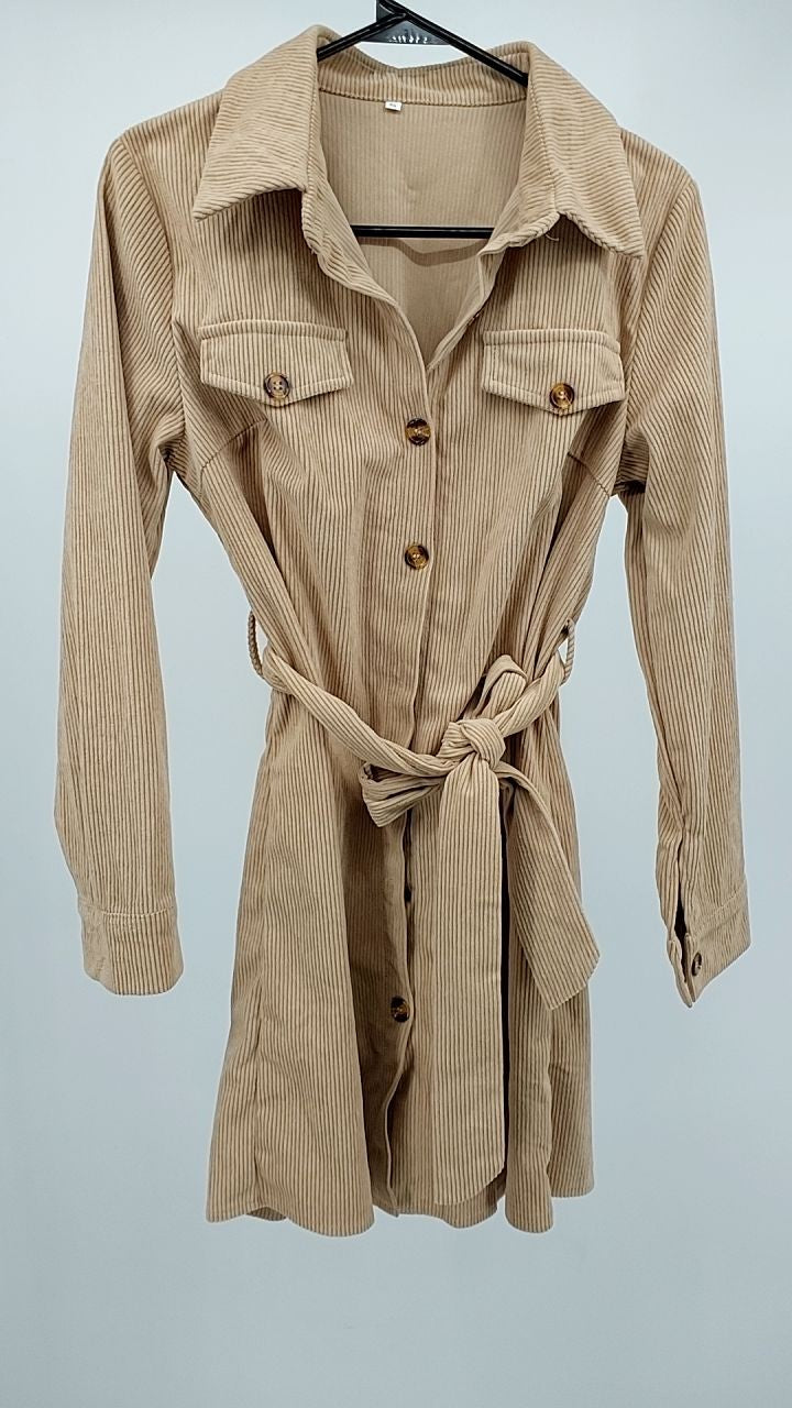 Button-Front Corduroy Shirt Dress