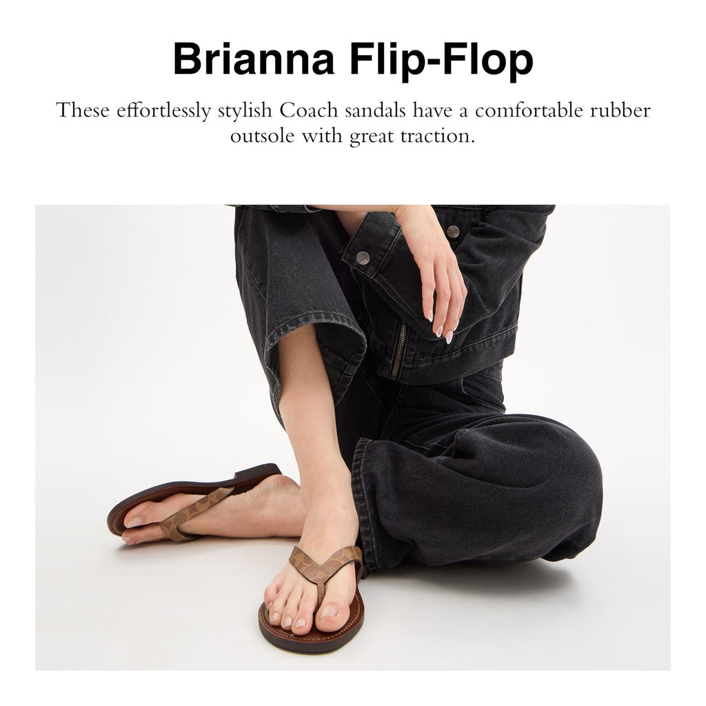 **Needs Repair** Coach Women's Brianna Flip Flop Flat Sandals, Brown, 10