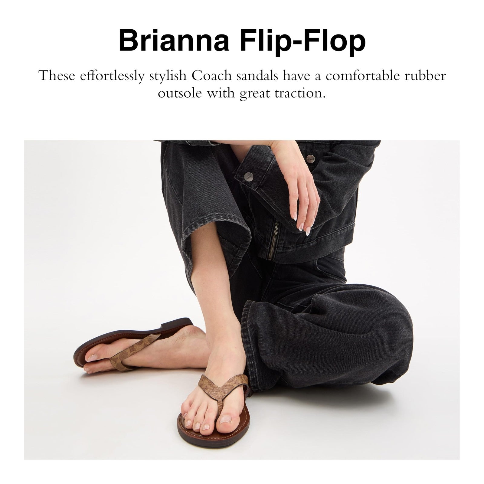 **Needs Repair** Coach Women's Brianna Flip Flop Flat Sandals, Brown, 10