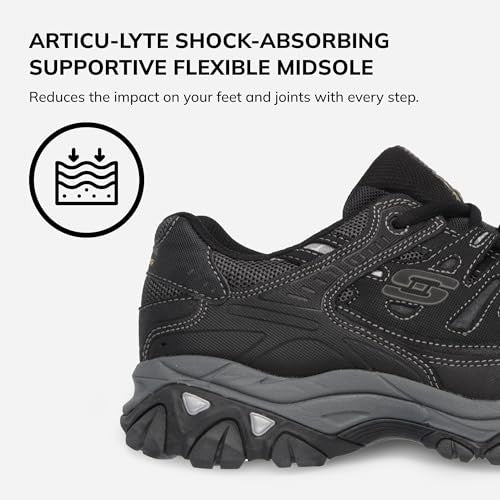 Men's Afterburn M. Fit Fashion Sneakers, Leather, 9 X-Wide, Black/Charcoal