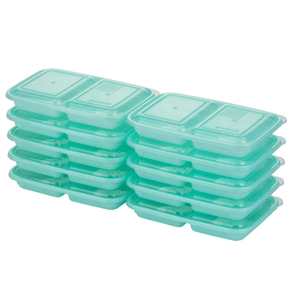 Reusable 10-Pc Food Storage Set, 2-Compartment, Snap-Shut Lids