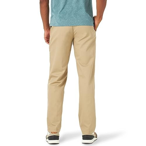 Lee Total Freedom Stretch Relaxed Fit Flat Front Pant, 38W x 32L, Khaki
