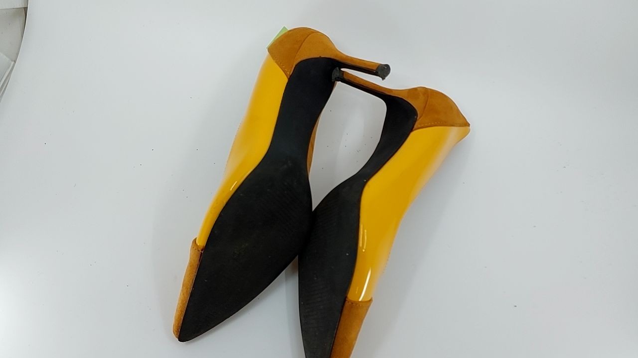 Size 6.5 Womens Brown Stiletto Pumps, Slip On, Patent & Suede