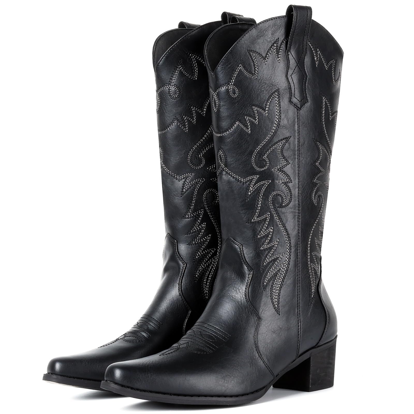 IXU Cowboy Boots Women Pointy Toe Women's Mid Calf Western Cowgirl Boots, 10.5