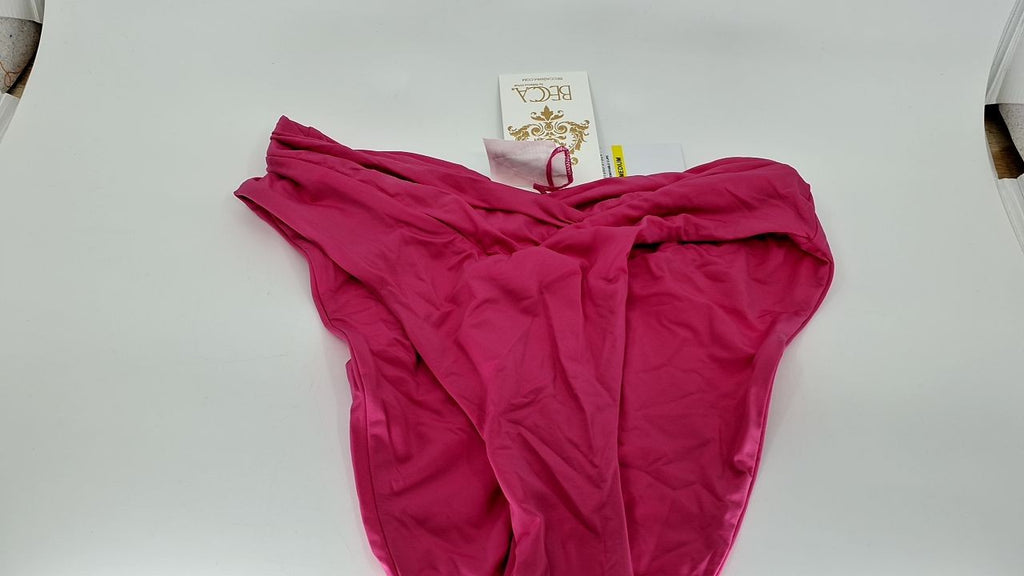 BECCA Medium High Waisted Shirred Bikini Bottom, Pink Agate, Swimwear