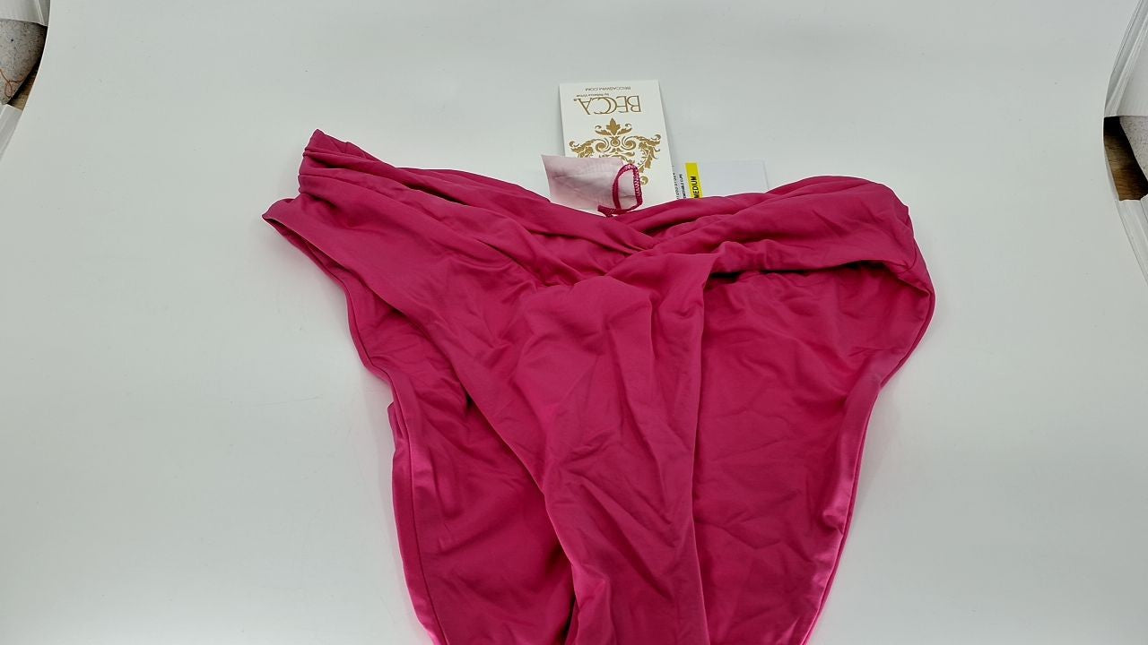 BECCA Medium High Waisted Shirred Bikini Bottom, Pink Agate, Swimwear