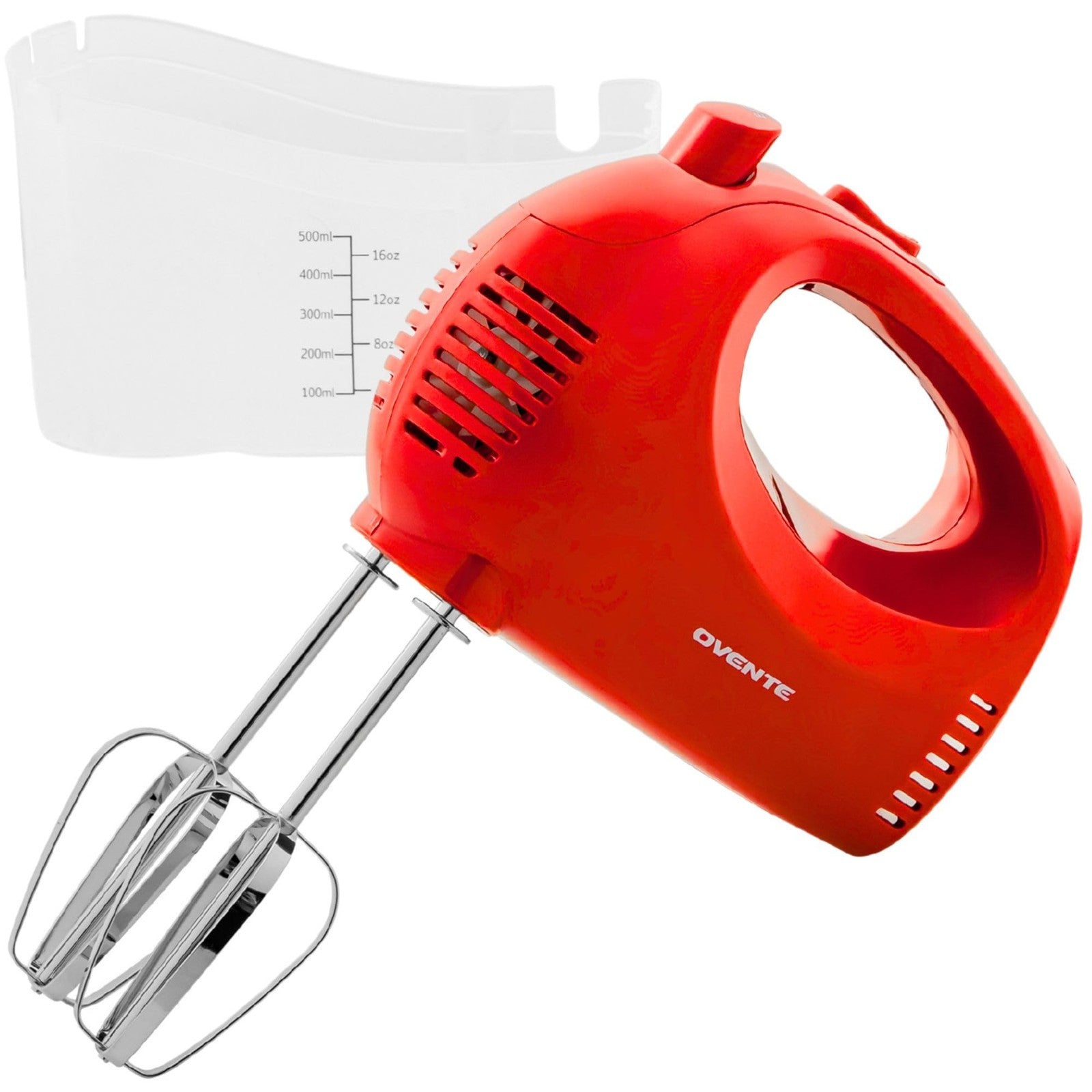OVENTE Red Hand Mixer HM151R, 150W, 5-Speed w/ Stainless Steel Whisks
