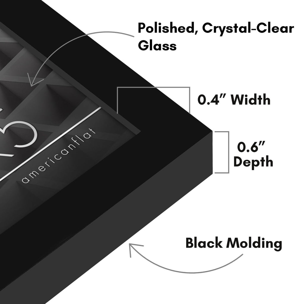 3x5 Black Frame - Crystal-Clear Glass, Modern Design, Tabletop Display