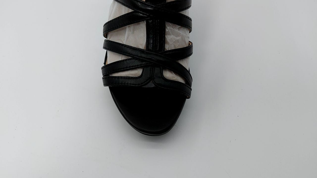 Naturalizer Womens Baylor Strappy High Heel Dress Sandal Black Smooth 7 M