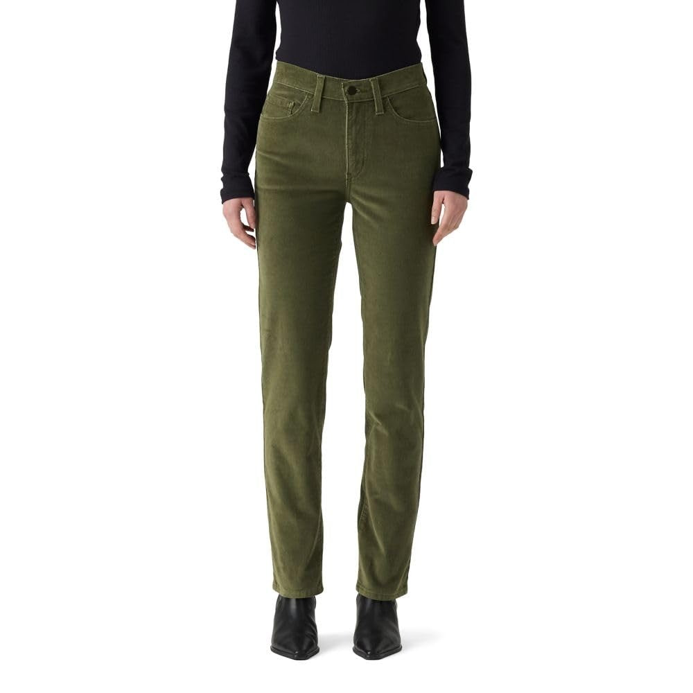 Levi's 724 High Rise Straight Jeans 33R Ivy Green Corduroy Stretch