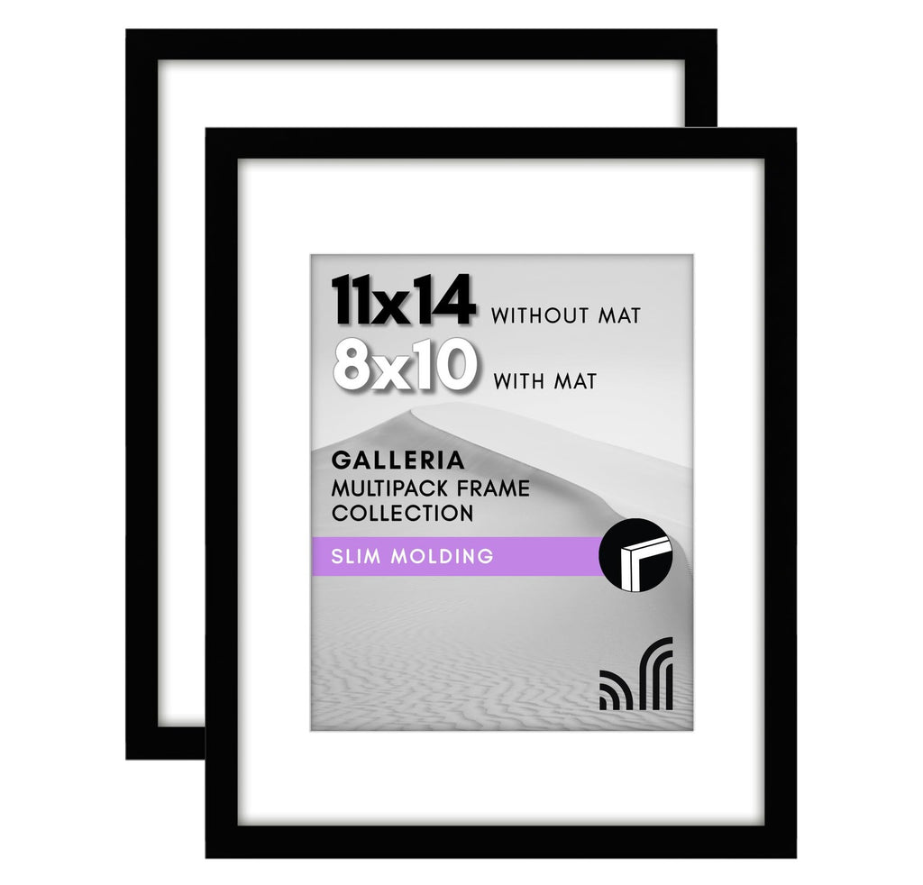 11x14 Picture Frame Duo - Black, Polished Plexiglass & Mat Option