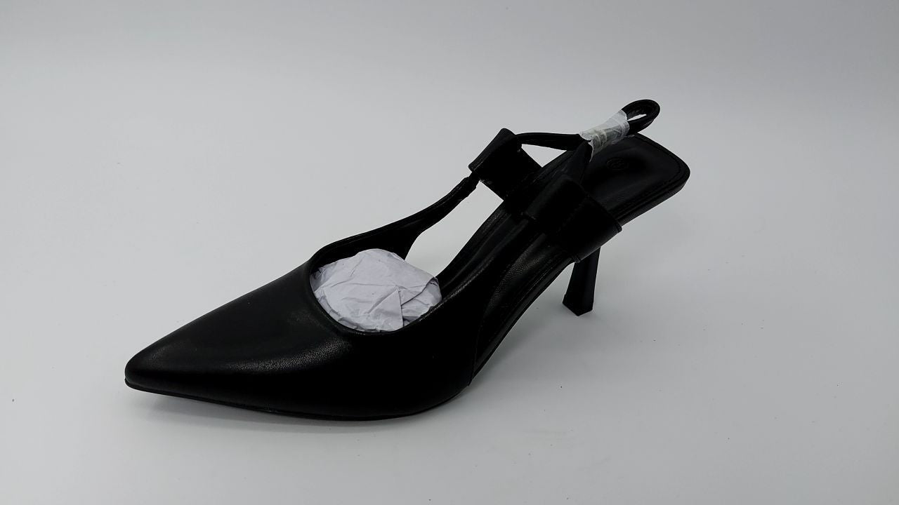 Coutgo Womens Black Slingback Heels Pumps Size 8 Pointed Toe