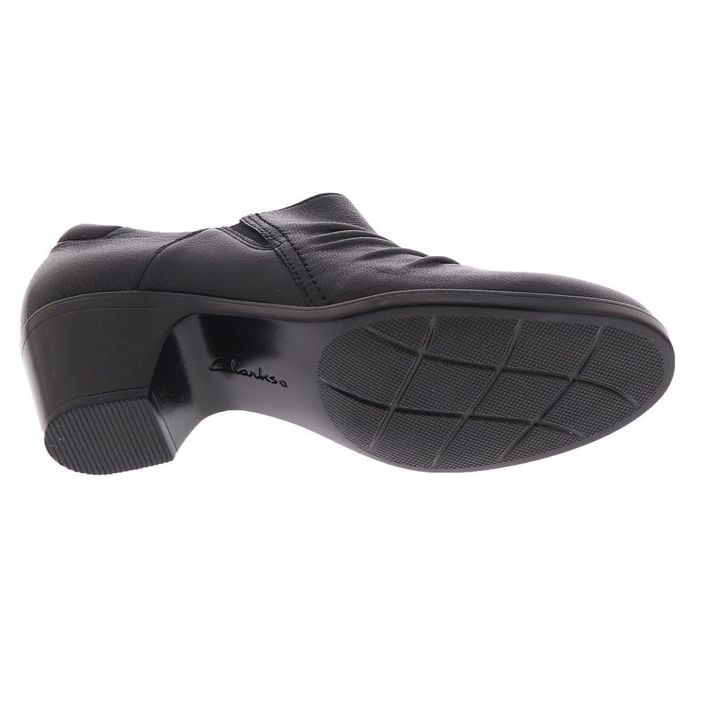 Clarks Women's Emily2 Cove Pump, Black Leather, 10 Wide