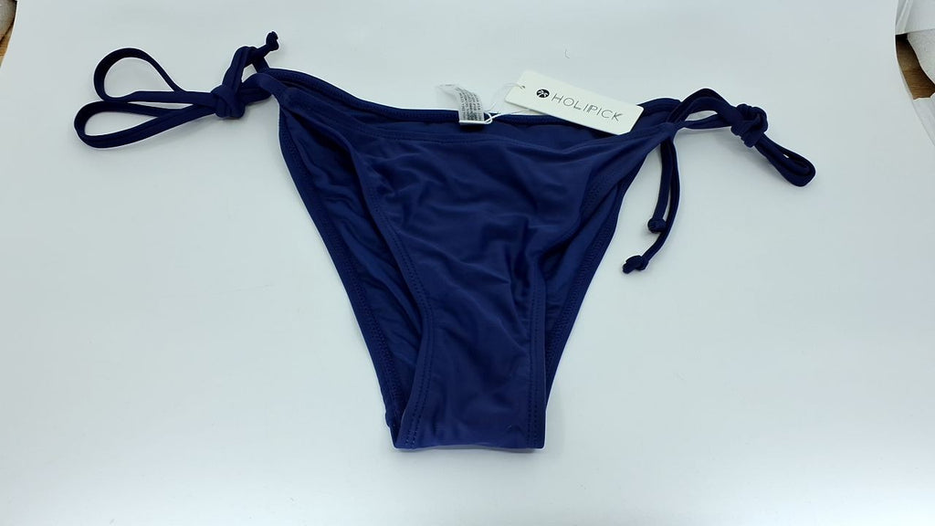 Navy Blue Bikini Bottoms XS w/ Adjustable Ties & Moderate Coverage