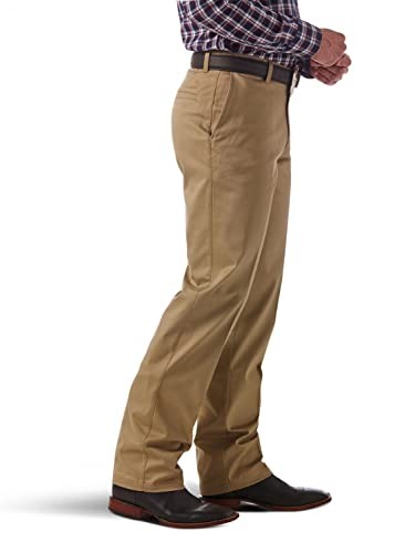 Wrangler mens Flat Front Relaxed Fit Casual Pants, Khaki, 42W x 30L US