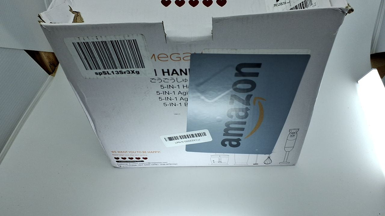 MegaWise 5-in-1 Immersion Hand Blender 400W Black w/ Chopper & Frother