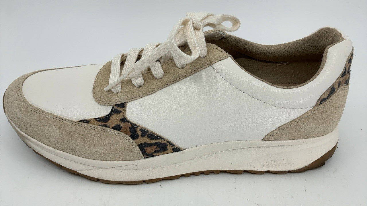 Naturalizer Shay Lace Up Fashion Sneakers 11W Leather White/Leopard