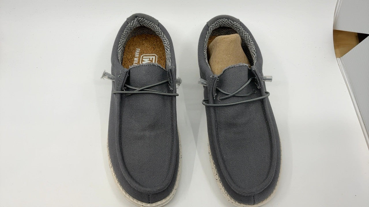 Men's Grey Canvas Slip-On Loafers Lightweight & Breathable Shoes Size 9.5