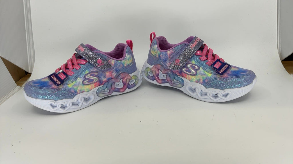 Skechers Kids Infinite Heart Lights Sneaker, Lavender/Multi, Size 1