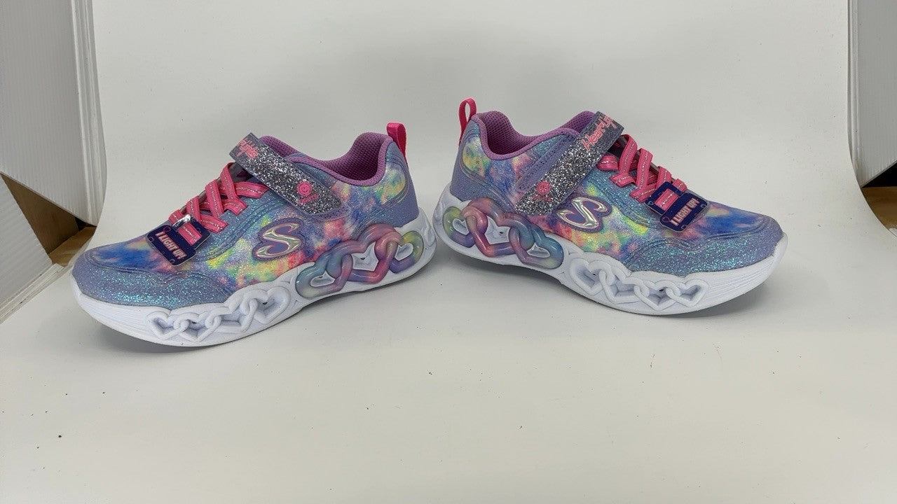 Skechers Kids Infinite Heart Lights Sneaker, Lavender/Multi, Size 1
