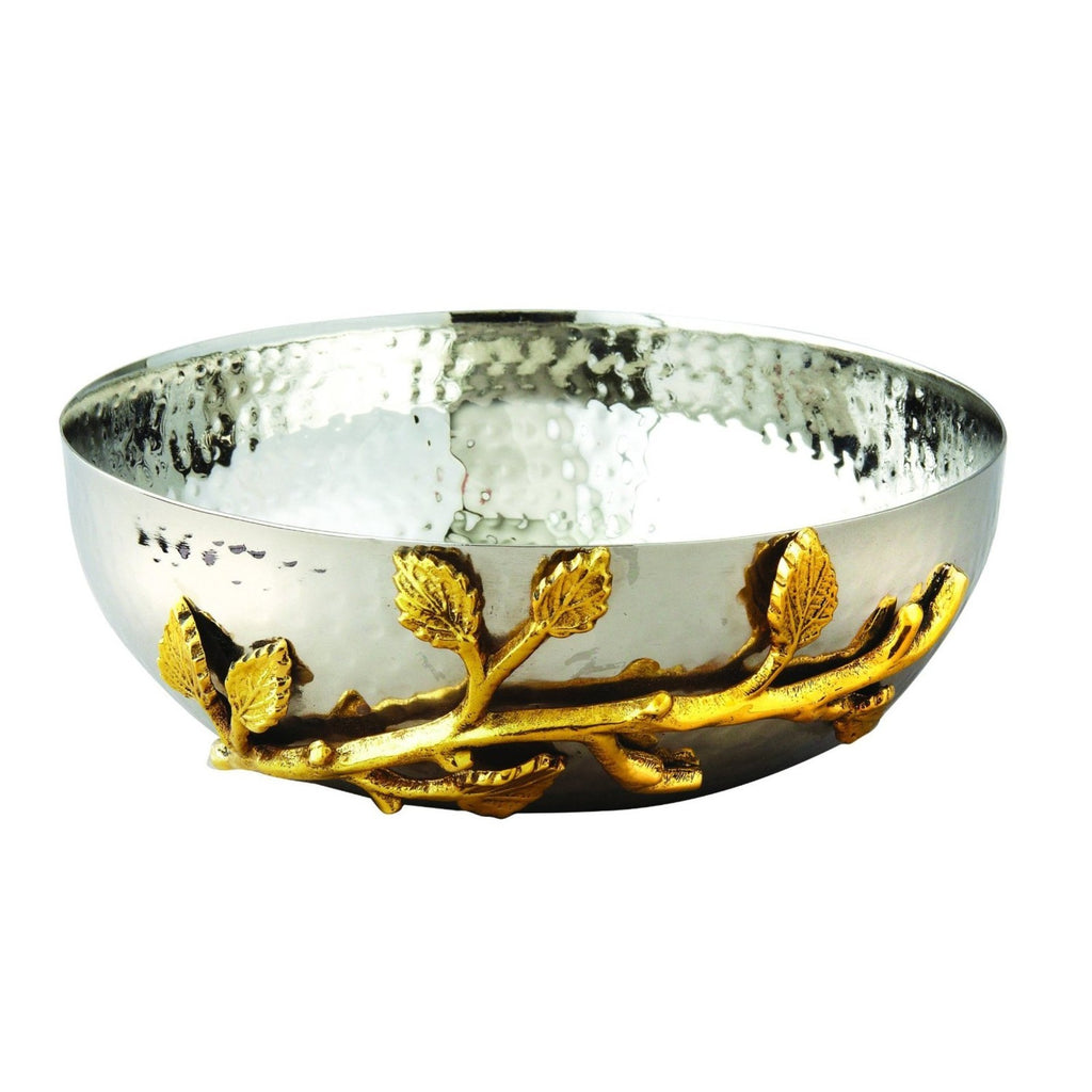Golden Vine Hammered Salad Bowl 6.5 In Stainless Steel Silver/Gold