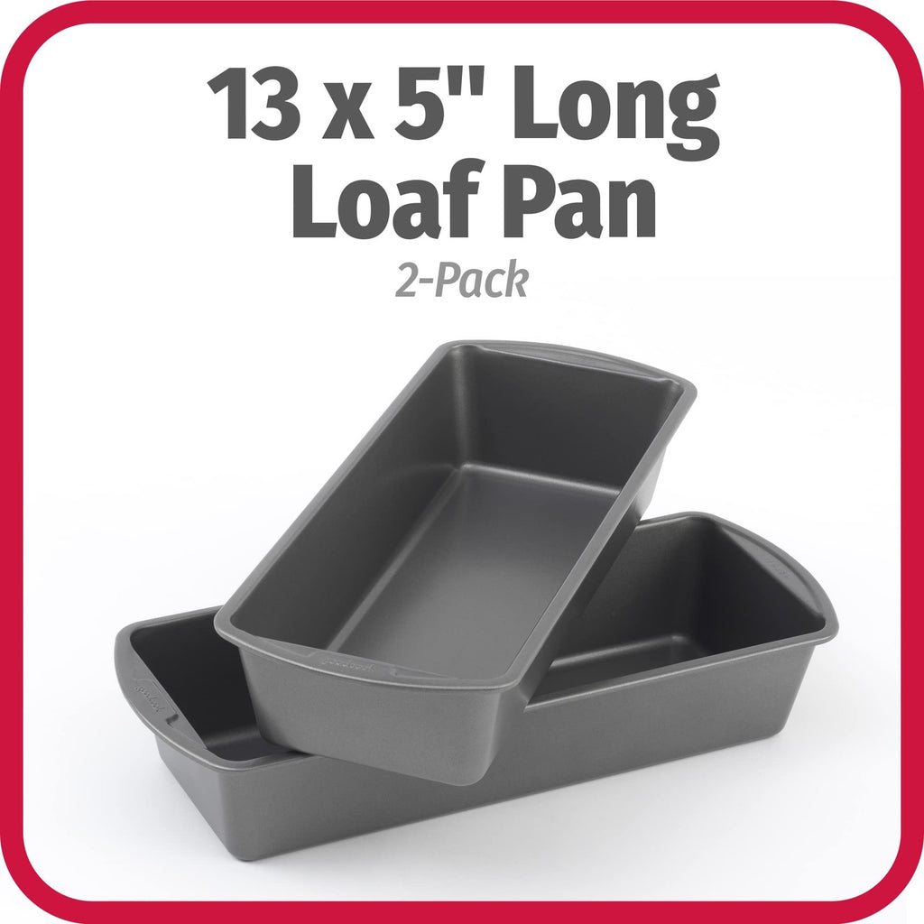 Even Heat Nonstick Steel Loaf Pans, 13 x 5 in, Gray, Set of 2