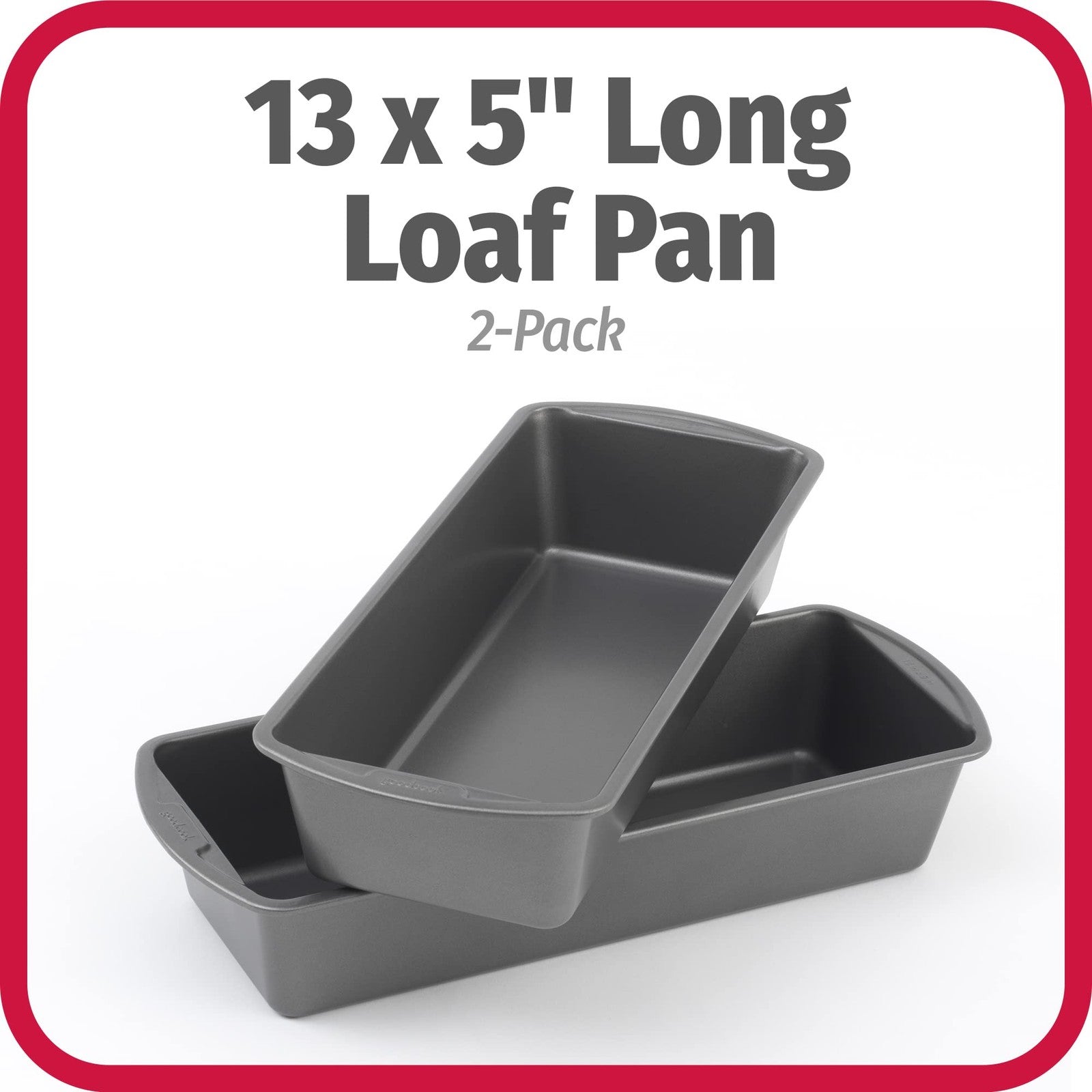 Even Heat Nonstick Steel Loaf Pans, 13 x 5 in, Gray, Set of 2