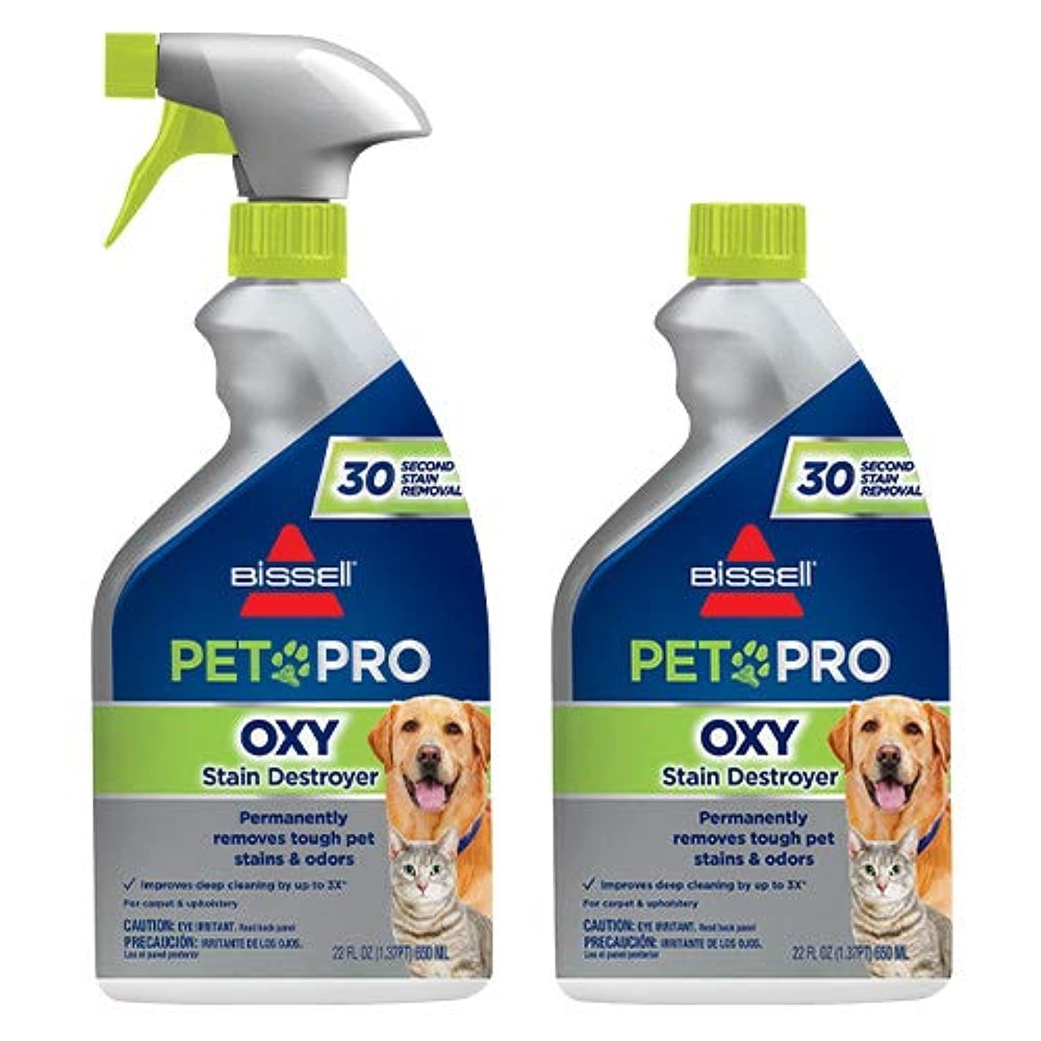 BISSELL PET PRO OXY Stain Cleaner, 22 oz, 2 Pack for Carpet & Upholstery
