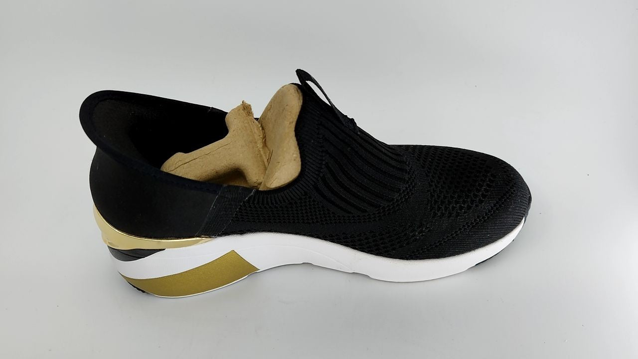 Skechers Women's A-Wedge-Crecent Hands Free Slip-ins Sneaker, Black, 7.5