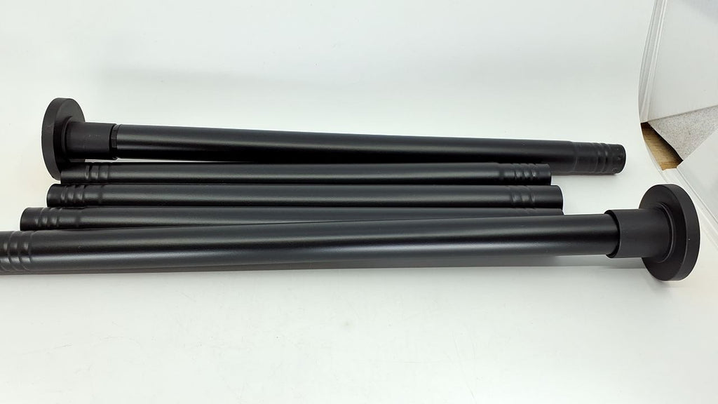 30-120 In Black Stainless Steel Tension Shower Curtain Rod No Drill