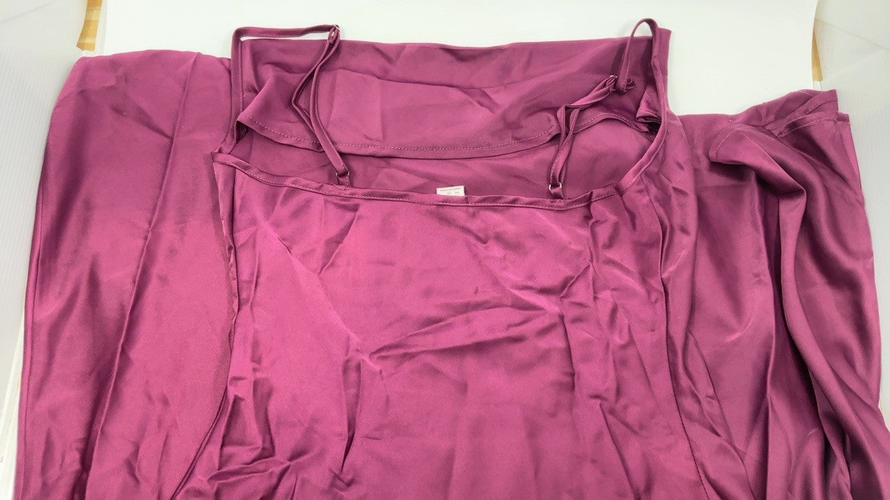 Floerns Purple Silk Cowl Neck Spaghetti Strap Midi Dress XS