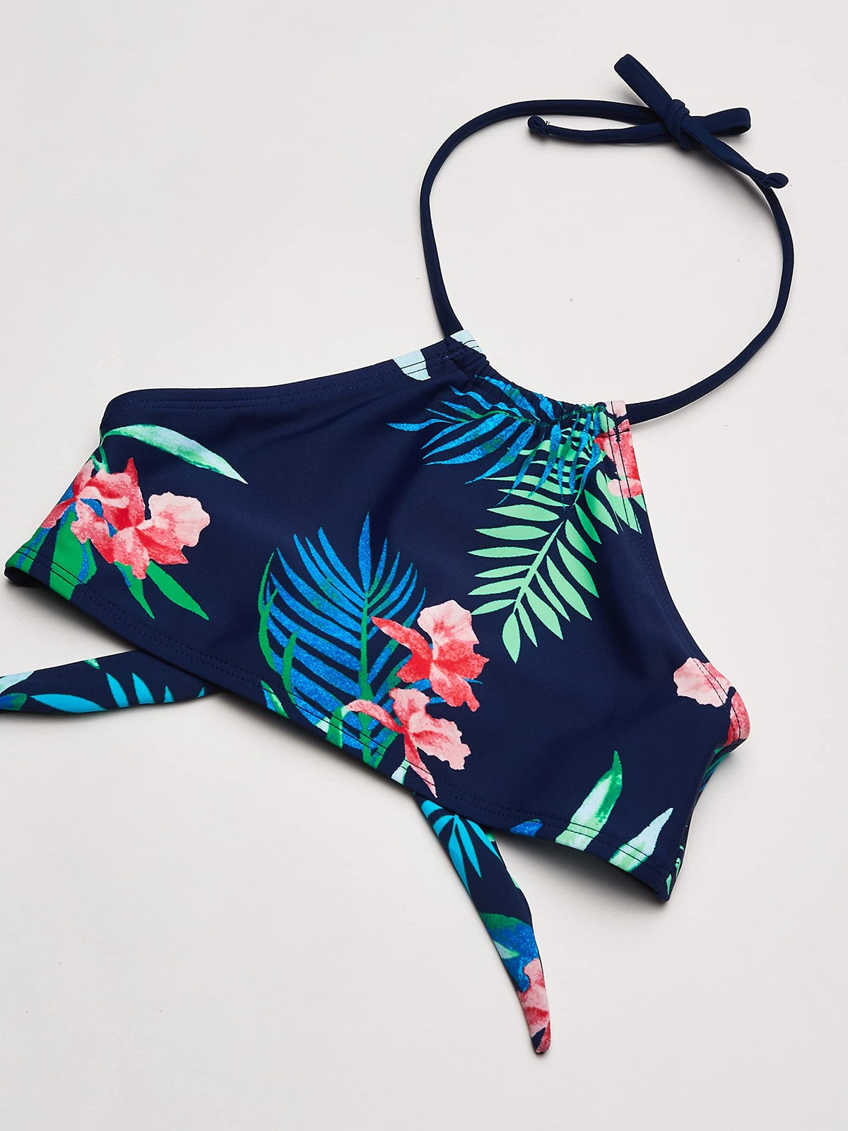 Kanu Surf Girls' Size 10 Navy Floral Halter Bikini 2-Piece Set
