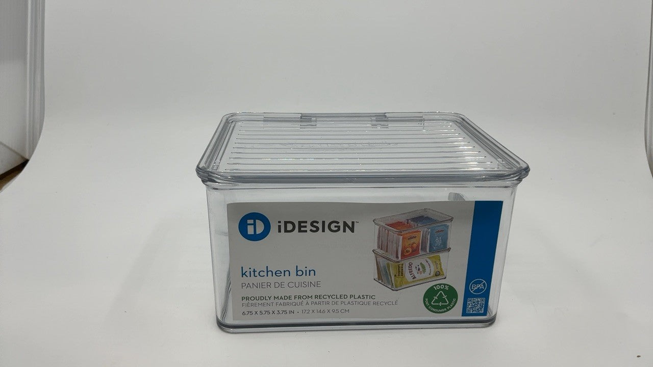 Recycled Plastic Fridge Organizer Bin w/ Lid 6.75x5.75x3.75
