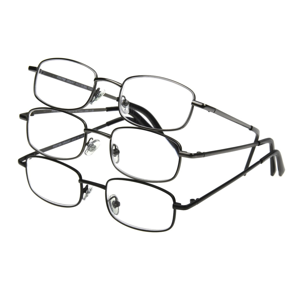 Stylish Men's Reading Glasses, Gunmetal & Black, 2.5x magnification