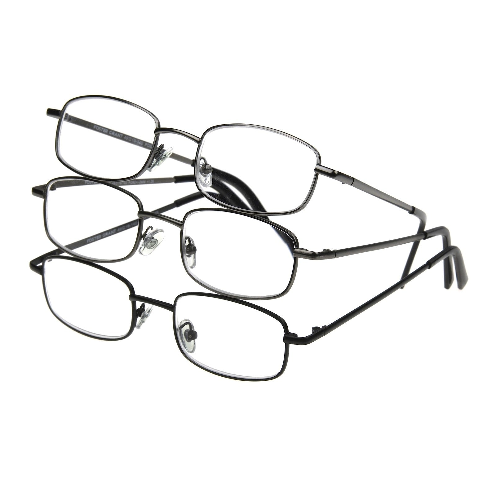 Stylish Men's Reading Glasses, Gunmetal & Black, 2.5x magnification