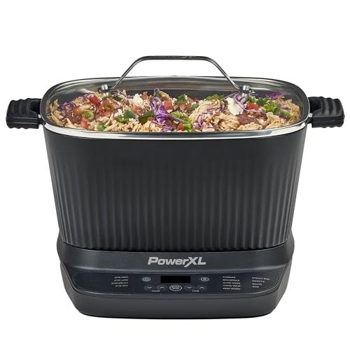 PowerXL StirMax 7.5QT Digital Multi-Cooker w/ 9 Cooking Pre-Sets, Black