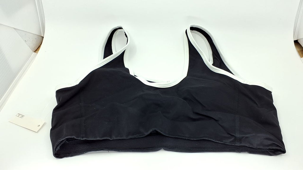 FormFlex Large Sports Bra, V-Neck, Black/White, Light Support