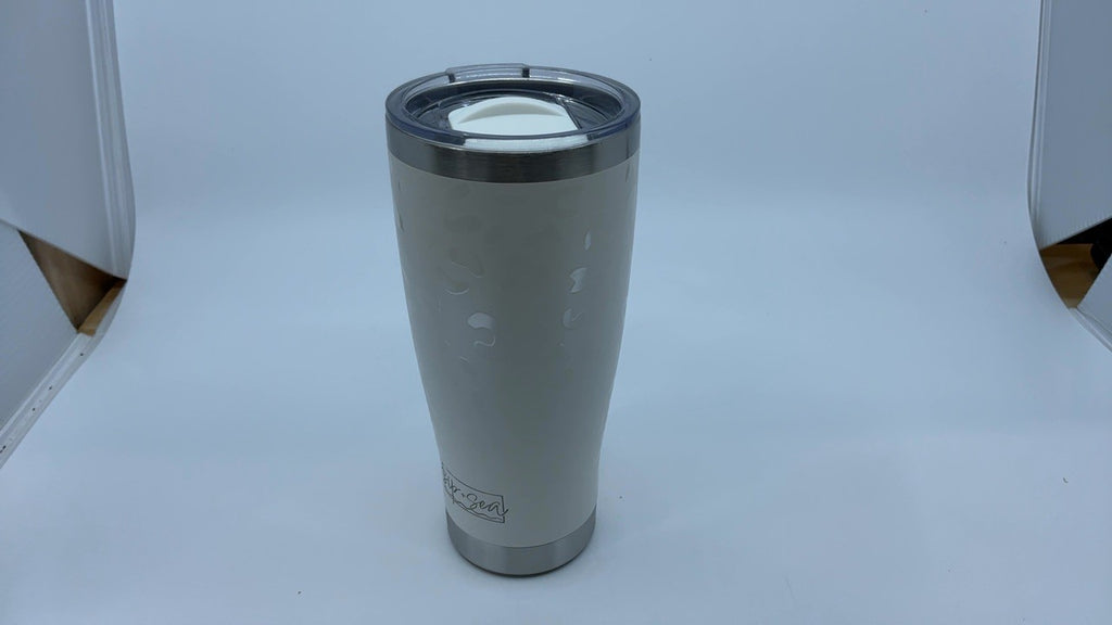 24oz Insulated Tumbler w/ Leak-Proof Lid, Stainless Steel, White Sand Leopard
