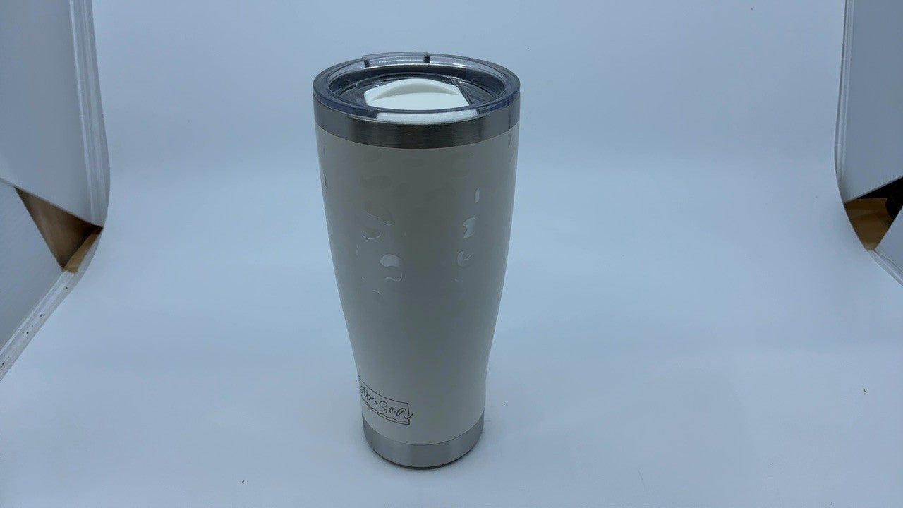 24oz Insulated Tumbler w/ Leak-Proof Lid, Stainless Steel, White Sand Leopard