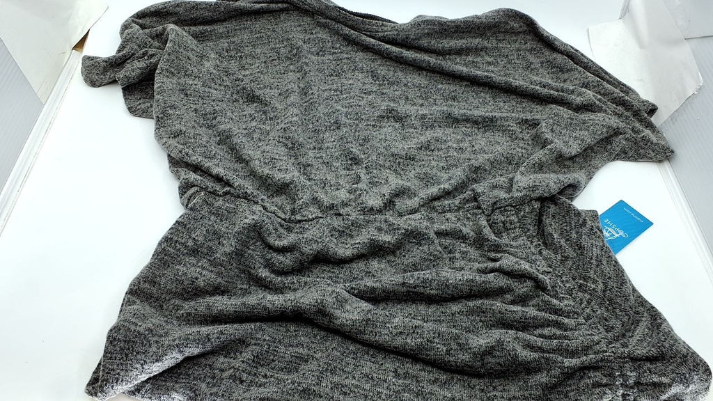 Knit Ruched Drawstring Dress M Grey Casual Summer Dolman Sleeves