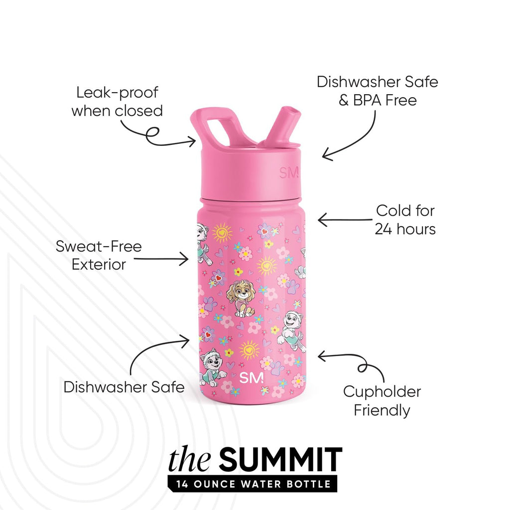 14oz Simple Modern Kids Summit Water Bottle - Paw Patrol Sunny Florals