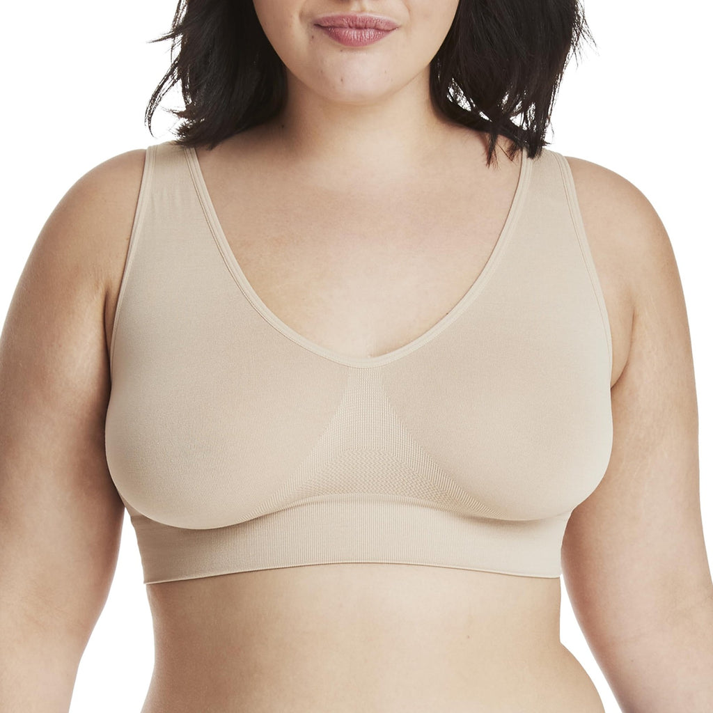 Hanes Cozy Wireless Bra, Pullover, Seamless T-Shirt, Nude, X-Large