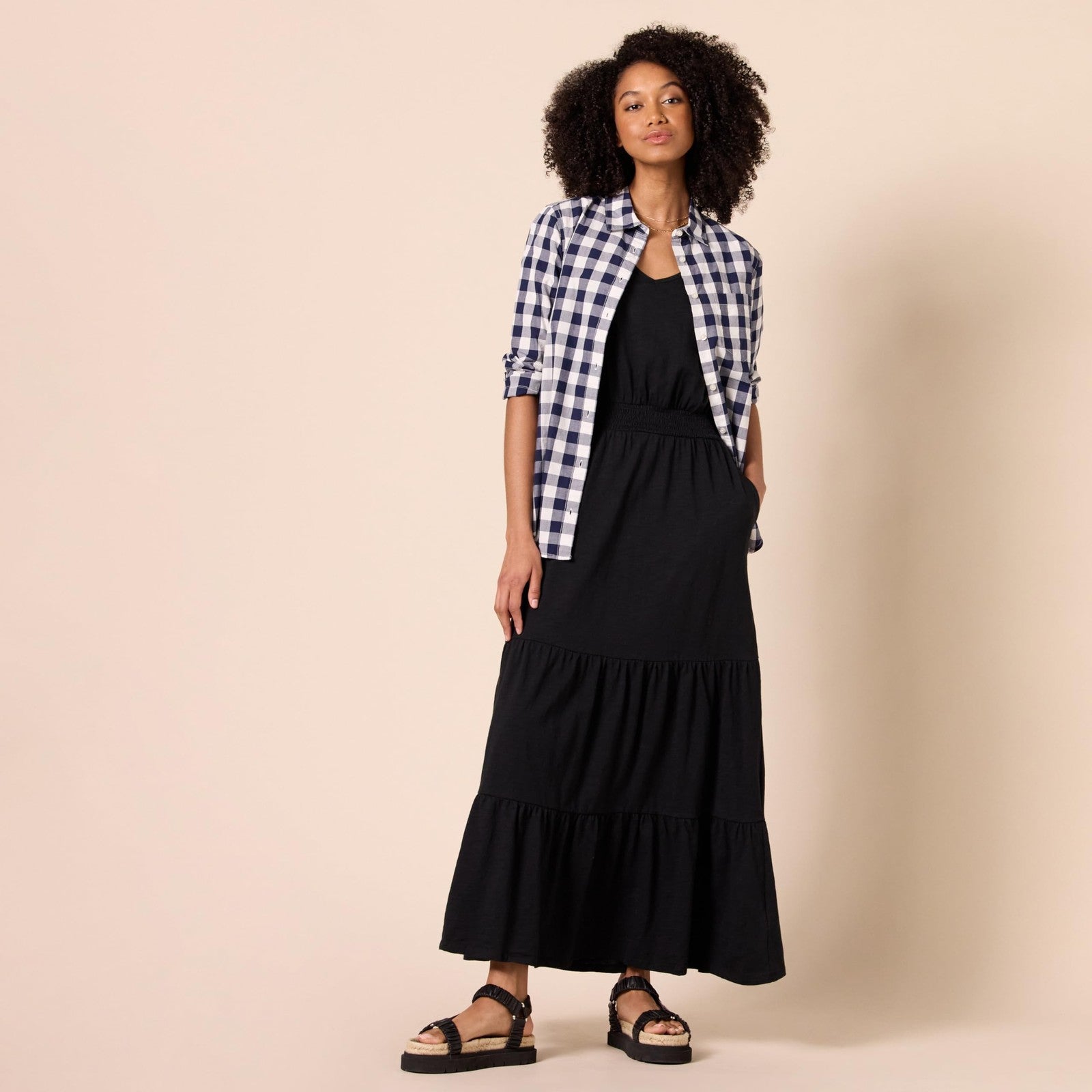 X-Large Black Summer Maxi Dress, Sleeveless, Elastic Waist