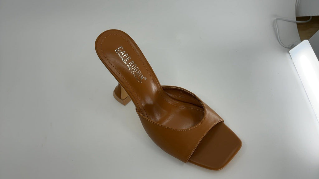Cape Robbin Lithe Tan High Heels Size 8, Square Open Toe