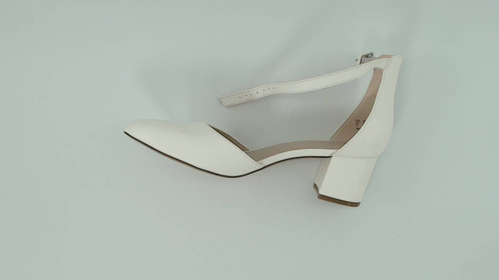 Ankis Closed Toe Heels for Women -White Toe Heels Low Block Ankle -2.25", 8