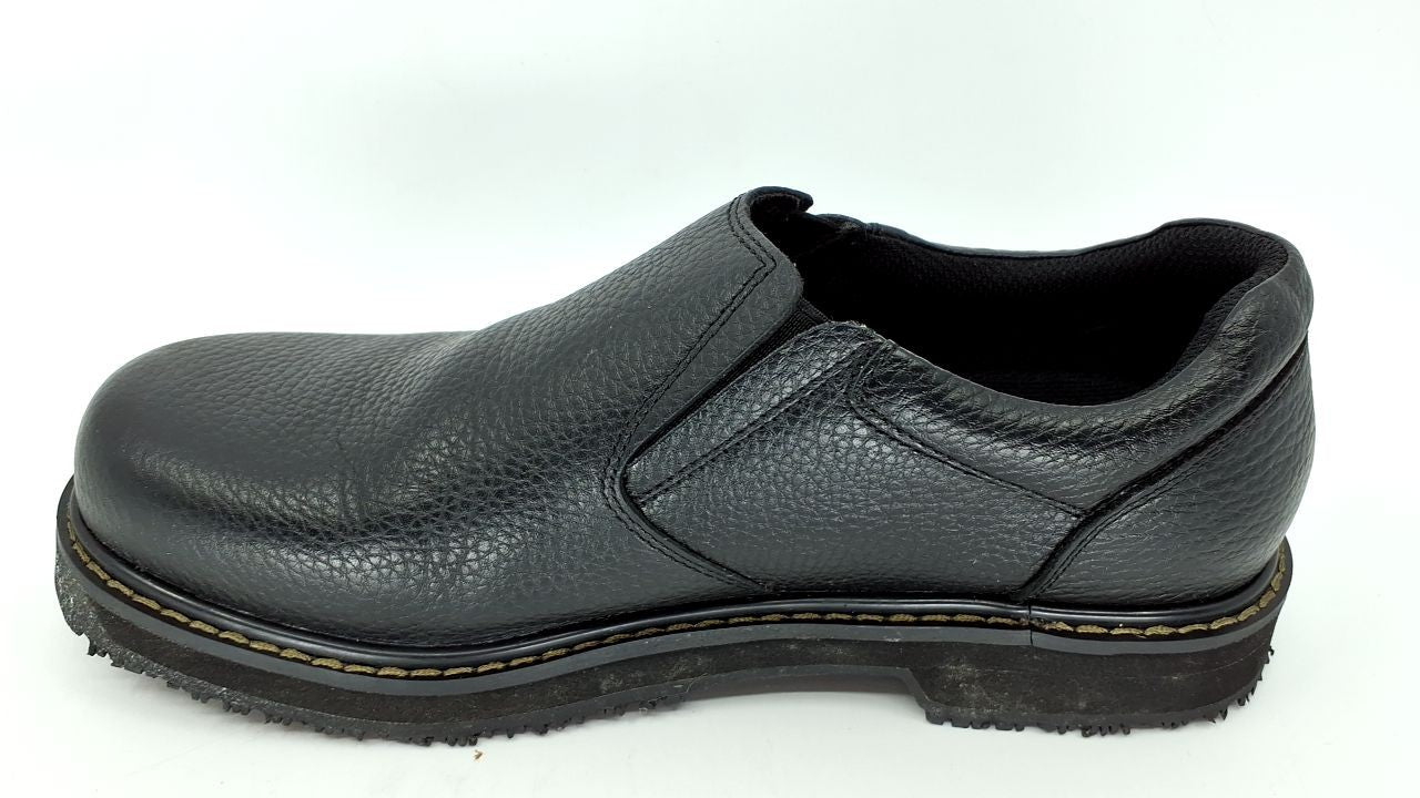 Dr. Scholl's Shoes Men's Winder II Slip Resistant Work Loafer,Black Leather,8.5