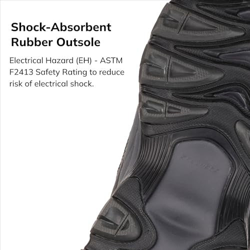 Steel Toe Athletic Shoe for Men, Black/Gray, Size 9.5, Rubber Outsole