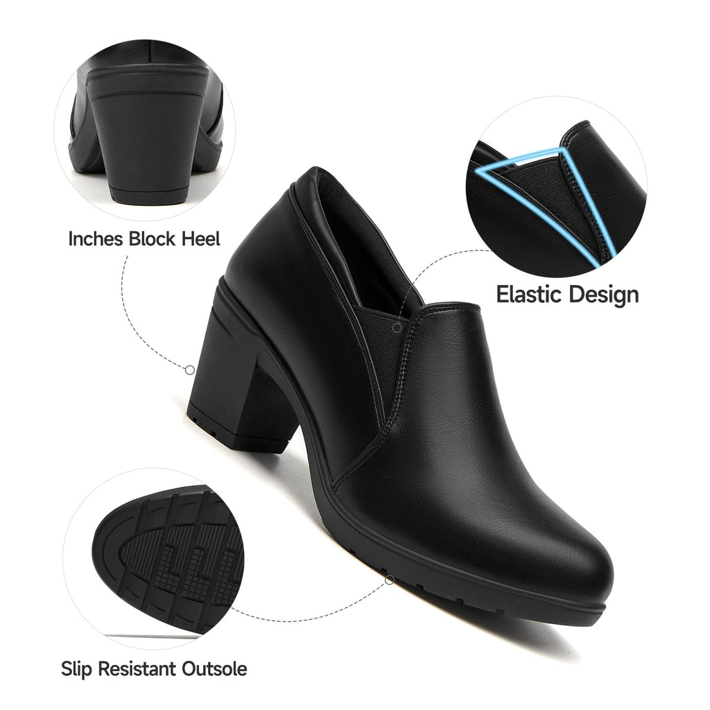 CentroPoint Women's Chunky Block Heels Closed Toe Dress/ Work Comfortable, 8