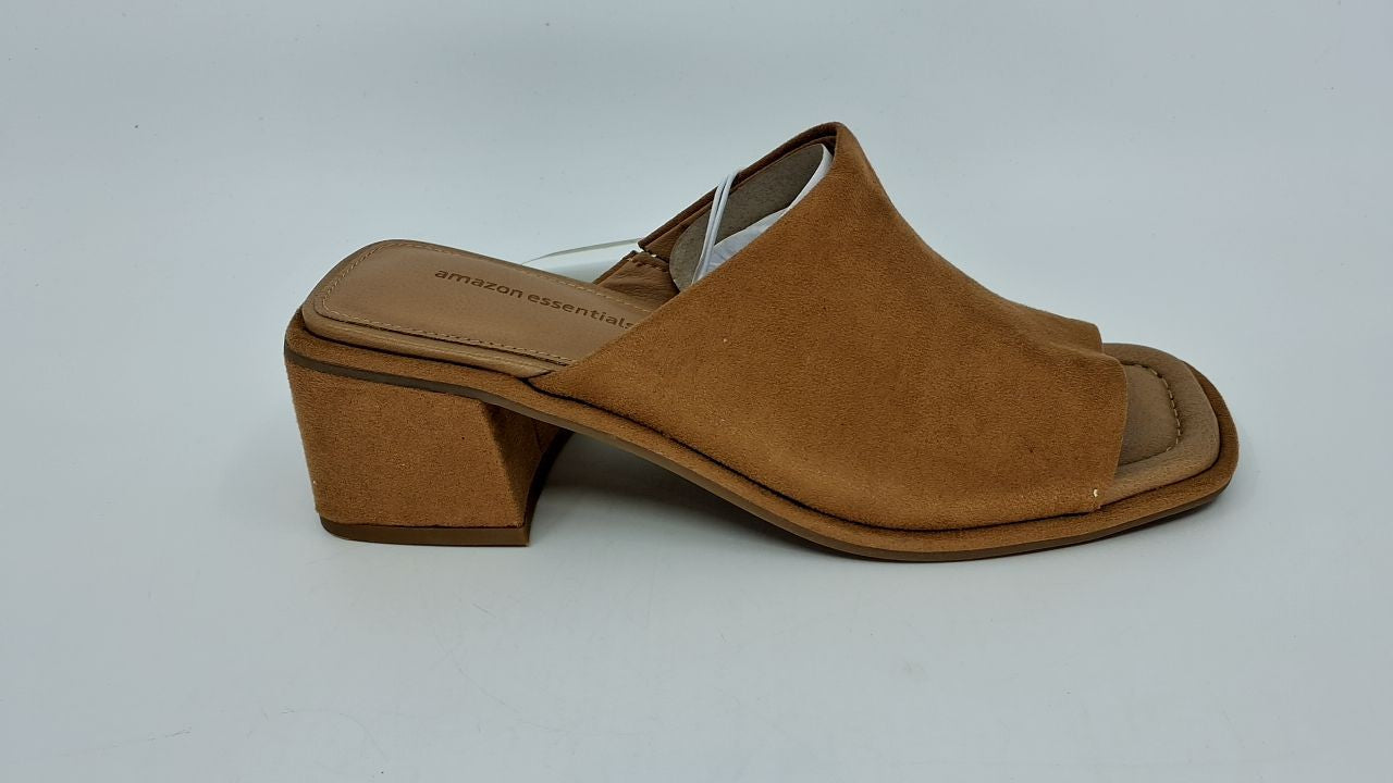Amazon Essentials Women's Block Heel Mule, Tan Faux Microsuede, 6